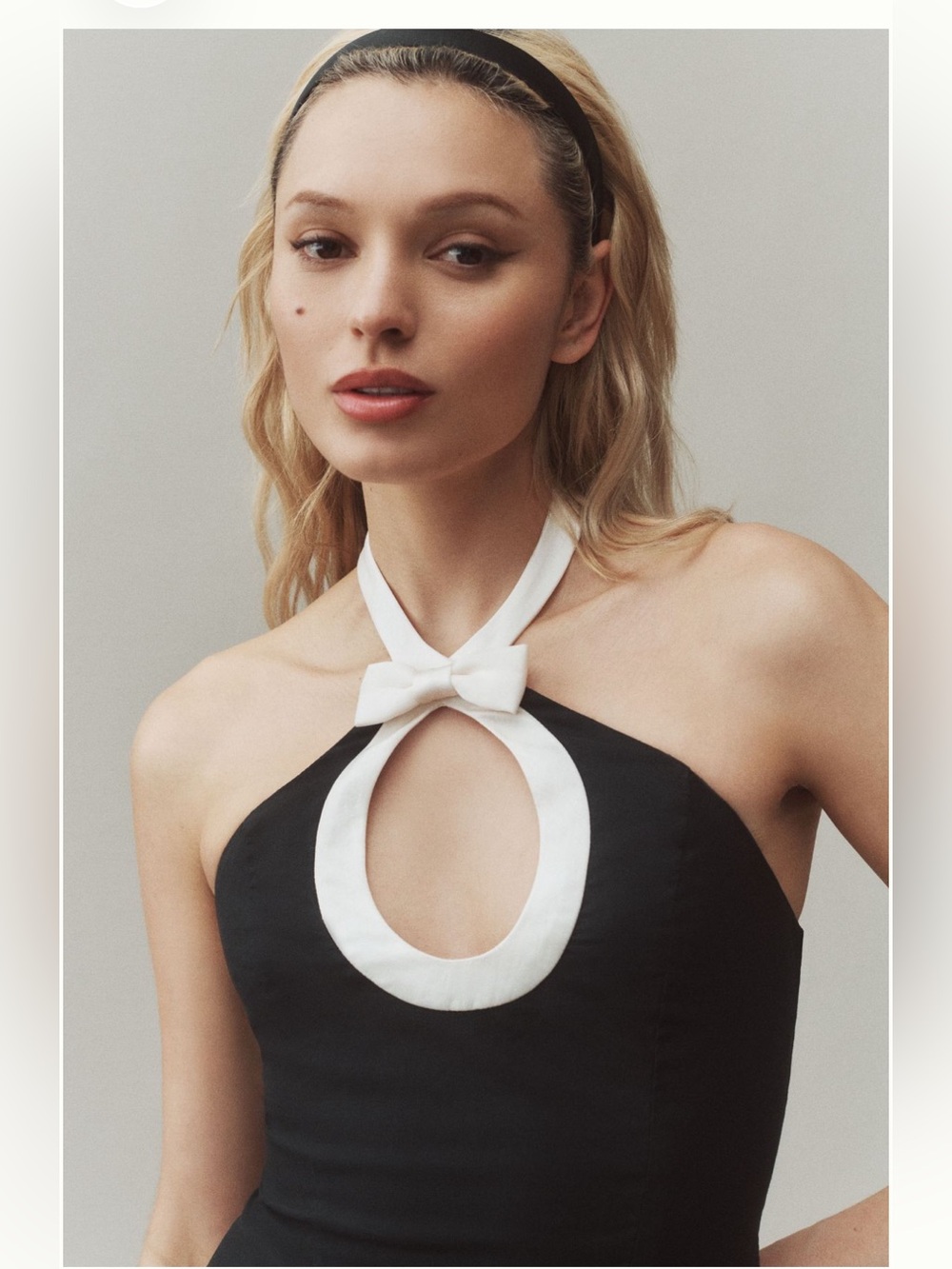 Bhldn black and white halter dress
